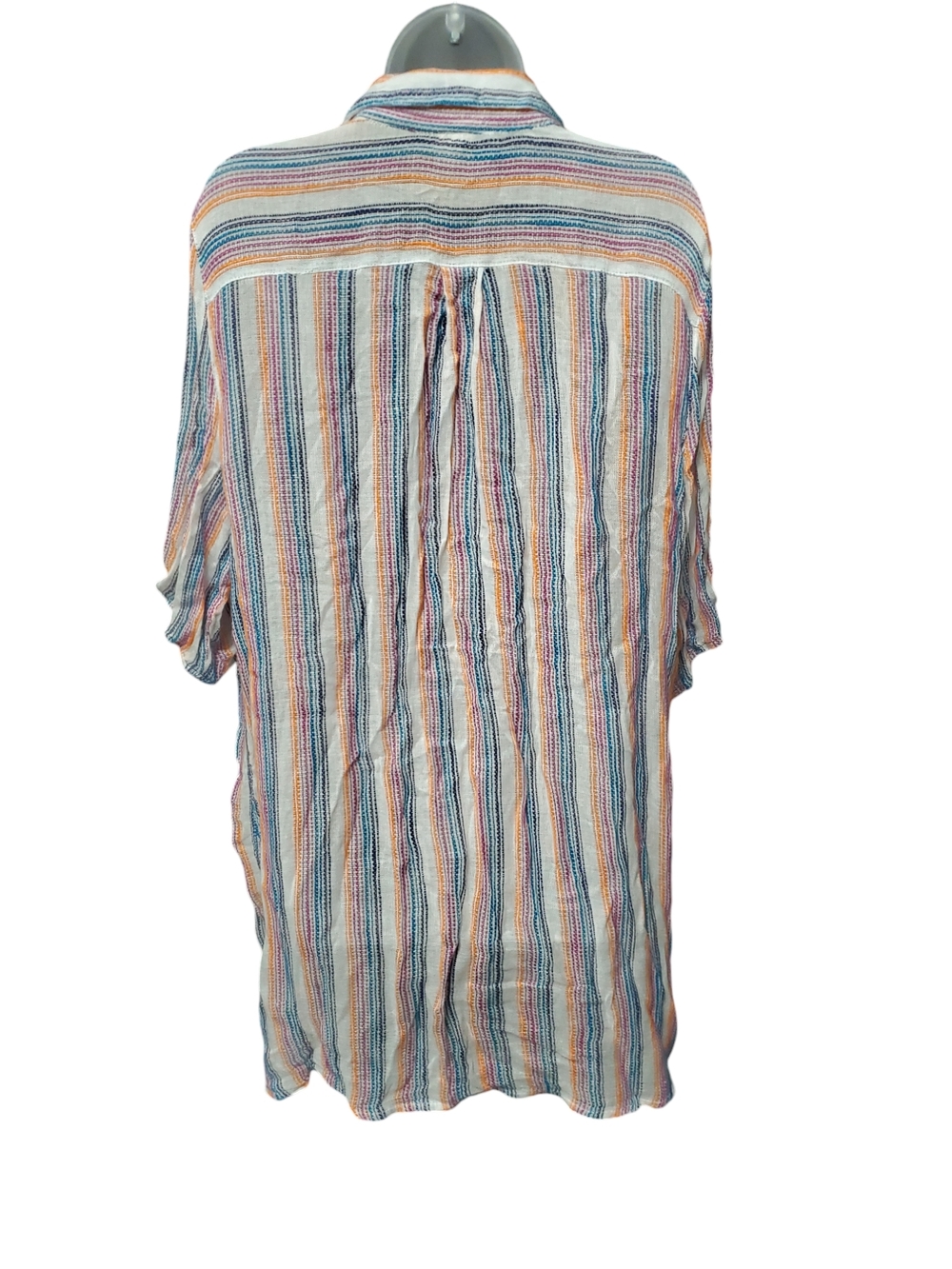 Keep In Touch Striped Button-Front Tunic Dress in Multicolor - Picture 2 of 9